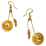 Boucles d'oreille pendantes Murano - Jaune et Or
