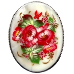 Broche russe en nacre motif fleurs