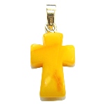 Croix Ambre jaune et Argent