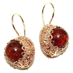 Boucles d'oreille Ambre et Or