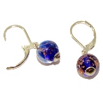 Boucles d'oreille Murano Bleu et Or