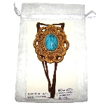 Collier en bois - pendentif Turquoise