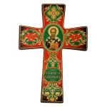 Croix Saint Nicolas en bois avec suspension