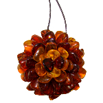 Collier - broche en ambre en forme de fleur