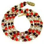 Collier Murano, Double Rang perles verre Murano rouge