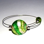 Bracelet spiral perles vert Murano