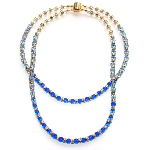 Collier Murano, Double Rang perles verre Murano bleu