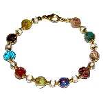 Bracelet verre Murano incrusté de paillettes d'or