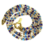 Collier Murano, trois rang perles verre Murano bleu