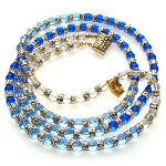 Collier Murano, Double Rang perles verre Murano bleu