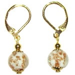 Boucles d'oreille Murano Blanc et Or