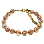 Bracelet verre Murano rose et or