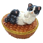 Boite à bijou Chat sur panier